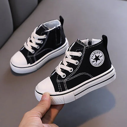 Chaussures en toile mi-montantes pour enfants Chaussures pour enfants décontractées confortables à semelle souple pour garçons et filles Chaussures de planche antidérapantes et respirantes