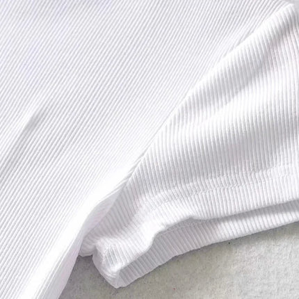 Summer Sexy Women's O-neck Short-sleeve T-shirt Slim Elastic Skinny Crop Tops