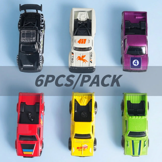 1:64 Diecast Pickup Trucks Set of 6, Alloy Off-Road Vehicle Models, Mini Toy Cars for Kids, Assorted Colors, Collectible Gift