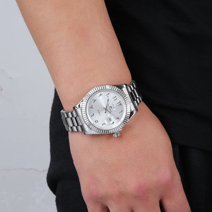 Fashion Sports Watches Men Business Stainless Steel Watchband Calendar Week Display Reloj Masculino Leisure Clock WristWatch