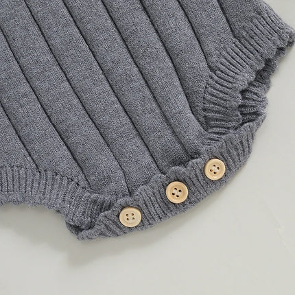 0-18M Infant Newborn Baby Girl Knit Sweater Romper Contrast Color Long Sleeve Jumpsuit Overall Spring Autumn Soft Clothes