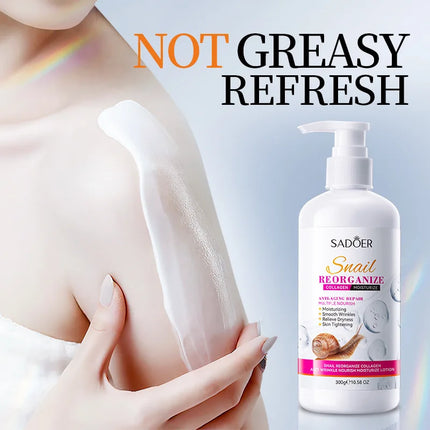 300g SADOER Snail collagen Body Lotion Anti Wrinkles Moisturizing Nourishing Whitening Body Cream Whole Body Hand Leg Skin Care