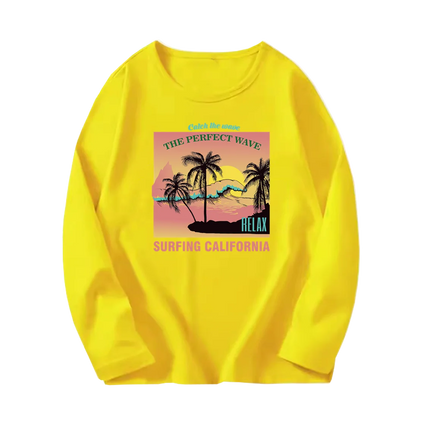 Fashion Paris Eiffel Tower Print T-Shirt Girls Long Sleeve Letter T-shirt Kids Cotton Clothing