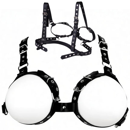 QKKQ Black PU Leather Strap On Belt Erotic Bra Chest Bind For Women Breast Bondage BDSM Sexy Products Adult Play Accessories