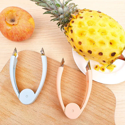 Kitchen Stainless Steel Pineapple Eye Corer Fruit Vegetable Knives Stem Remover Clip Strawberry Huller Peeler Tweezers Gadgets
