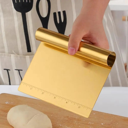 Stainless Steel Pastry Dough Cutter Manual Operation Ergonomic Handle Pizza Scraper Clear Markings Comfortable Grip Cake Divider