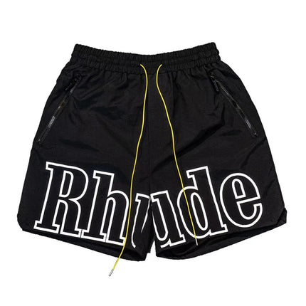 26SS High Street Hip Hop Simple Versatile Rhude Casual Shorts Men Heavy Fabric Letter Print Sports Shorts