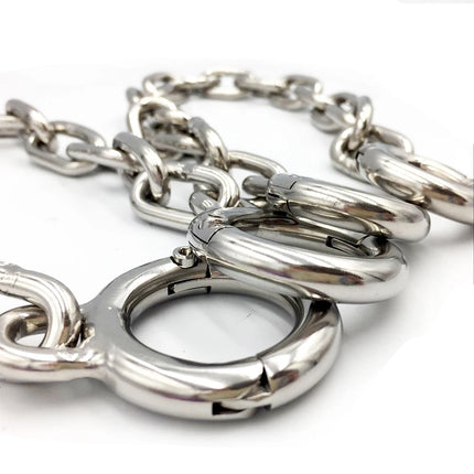 Latest Stainless Steel Bondage Toe Cuff Fetter Shackles Restraint Chain Locking Adult BDSM Sex Toy For Male Female