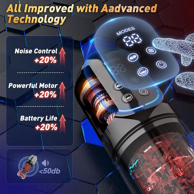 Male Automatic Thrusting Rotating Masturbator Cup Licking Sucking Penis Pump Pocket Pussy Blowjob LED Display Sex Toys for Men