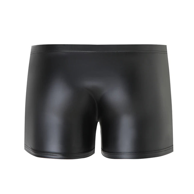 Men's Boxers Panties Faux Leather Button Boxershorts Men Pouch Panties Sexy Gay Underwear Mens Boxers Lingerie Nightclub Costume