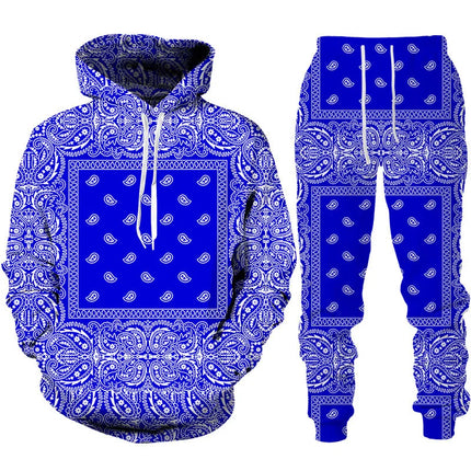 Colorful Paisley Graphic Men Tracksuit Set Cashew Floral Print Hoodie/Pants/Suit Hip Hop Couple Streetwear Jogging Clothes