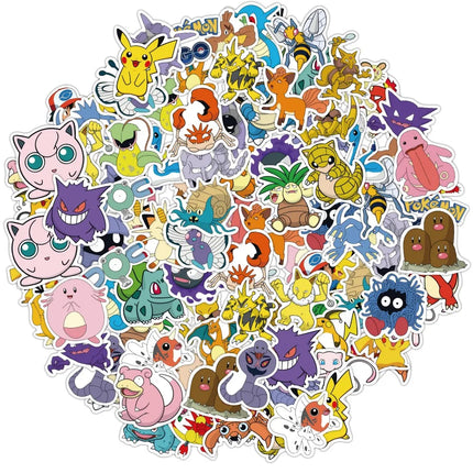 50PCS Anime Pokemon Cute Stickers Graffiti Decoration DIY Skateboard Phone Fridge Bike Cartoon Decals Sticker for Kid Toy Gift