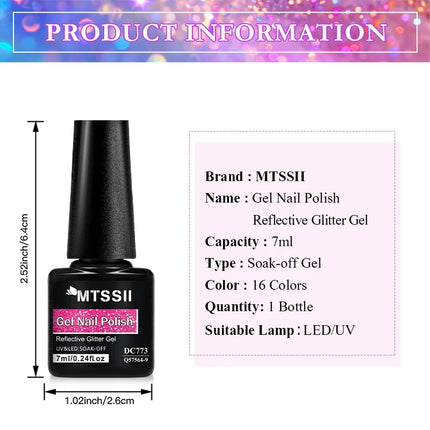 Red Reflective Glitter Gel Nail Polish Sparkling Glitter Flashy Semi-permanent Soak Off Nail Art UV Gel Varnish Nail Supplies