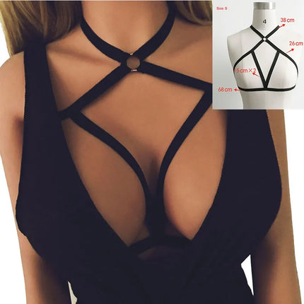 Sexy Bandage Bras Binding Sraps Lingerie Breathable Sexuable  Black Cupless Bra Hollow Elastic Cage Bra Bandage Strappy