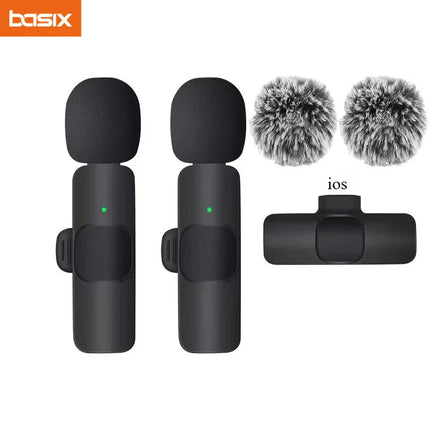 Wireless Lavalier Microphone Mini Windproof Wool Replaceable Lavalier Microphone for iPhone Android YouTube Vlog Audio Recording