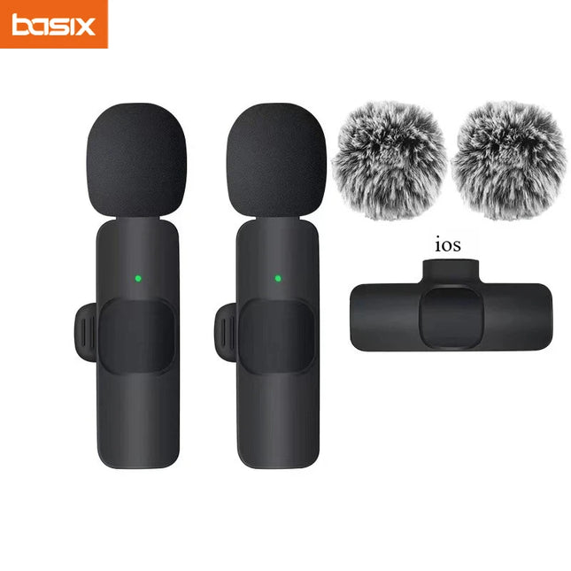 Wireless Lavalier Microphone Mini Windproof Wool Replaceable Lavalier Microphone for iPhone Android YouTube Vlog Audio Recording