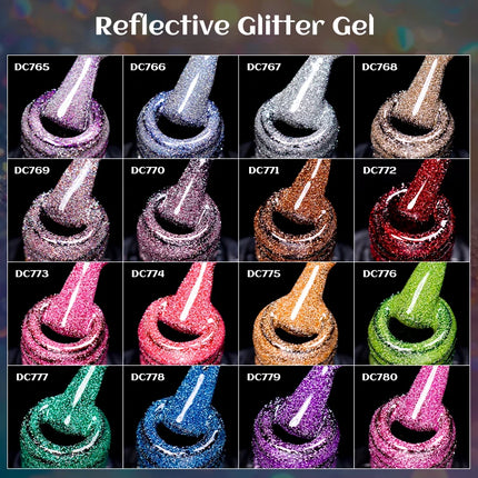 Red Reflective Glitter Gel Nail Polish Sparkling Glitter Flashy Semi-permanent Soak Off Nail Art UV Gel Varnish Nail Supplies
