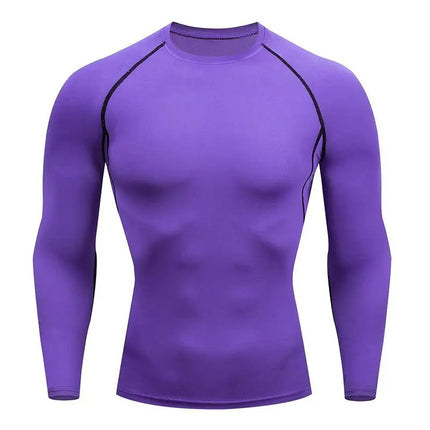 Compression Shirt Men Solid Dry Fit Long Sleeve Sportswear For Male Gym Clothing Running Fitness Tee Training Workout Muscle Top