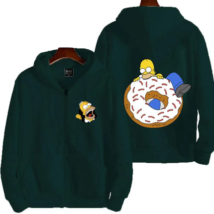 Sweet Donut The Simpsons Cartoon Anime Men's Hoodie Spring and Autumn Women's Extra Large Zipper Sportswear 2025 New Couple Jack