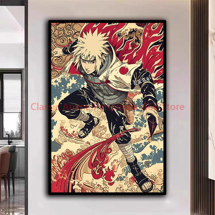Naruto Poster Kakashi Sasuke Itachi Uchiha Akatsuki Anime Character Ukiyo-e Oil Painting Modern Home Decoration Aesthetic Gift