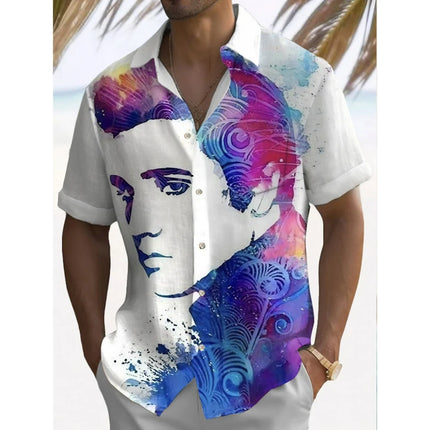 2024 Loose Breathable Hawaiian Shirt Men Clothing Top Character Men's Shirt Summer Casual Fashion Short Sleeved Shirt For Men
