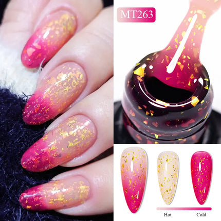 7ml Glitter Thermal Gel Nail Polish Temperature Color Changing Semi Permanent Soak Off Varnish For Manicure Gel Nail Supplies