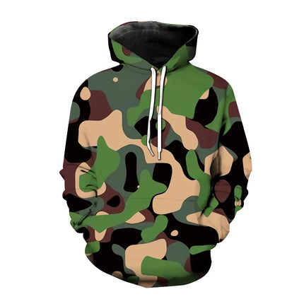 2024 Fashion 3D Printed Camouflage Pattern Hooded Sweatshirt Fashion Street Harajuku Men's Hoodies Simple Design Men's Top