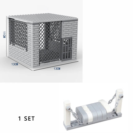 Classic Jail Building Model - Police vs Thief Brick Set for Collection and Display