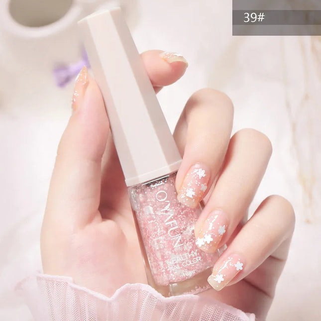 10Ml Solid Color Nail Polish Free Baking Long Lasting Waterproof Quick-Drying Non-Toxic Tasteless 40 Colors Sequins Nail Polish