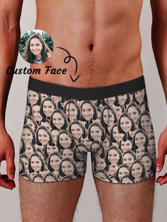 Custom Photo Mens Boxer Briefs Personalized Face Underwear Funny Gift for Boyfriend Husband Anniversary Birthday Valentines