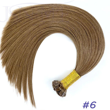 Virgin Hair Flat Tip Hair Extensions Natural Real Human Hair Fusion Capsule Keratin Brown Blonde 1g/Strand 14-22 inch For Woman
