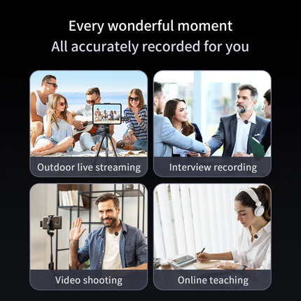 Wireless Lavalier Lapel Mini Microphone for iPhone iPad Android Outdoor live streaming Recording Interview with Magnetic Clip
