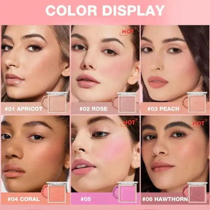Pink Makeup Blush Palette Velvet Matte Light Shimmer Blusher Natural Cheek Contour Tint Peach Pink Rouge Cheek Contour Palette