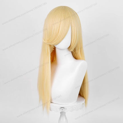60cm Long Straight Cosplay Synthetic Wig With Bangs Golden Yellow Green Blonde Purple Heat Resistant Hair Anime Wigs + Wig Cap