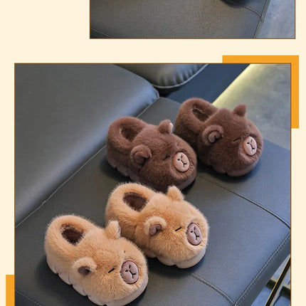 Capybara Winter Children'S Cotton Slippers For Boys And Girls Warm Plush Parent-Child Cotton House Slippers Shoes Gifts