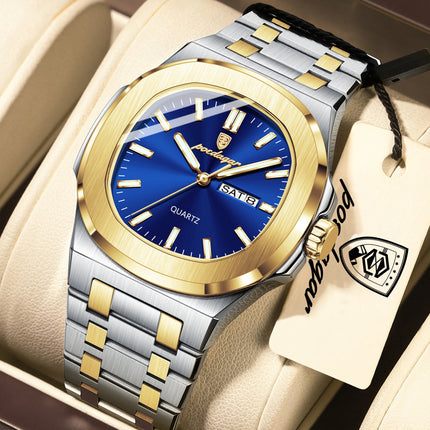 POEDAGAR Exquisite Fashion Men's Watches Waterproof Luminous Date Week Men Watch Stainless Steel Quartz Casual Classic Man Watch