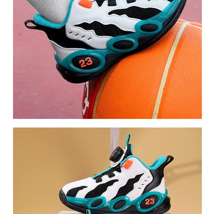 Fashion Basketball Shoes for Kids High-top PU Leather Sports Shoes Children Casual Shoes Boys Girls Comfortable Gym Trainers New