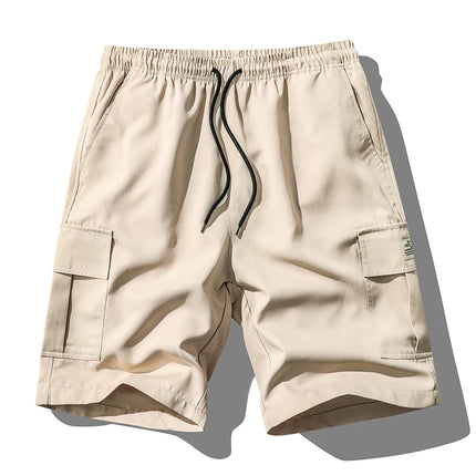 Men's Summer New Cargo Shorts Loose Plus Size Drawstring Casual 5 Inch Shorts Multi-Pocket Fashion Versatile Sports Beach Pants