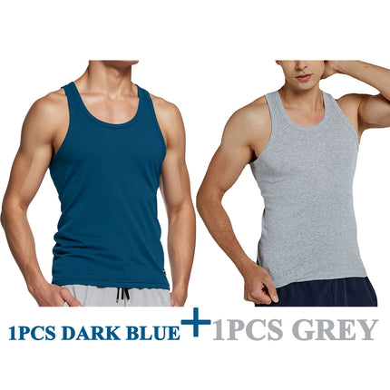 Tank Tops Men New 100% Cotton Solid Vest Mens Slim Casual Breathable Sleeveless Tops Gym Running Undershirt Male Gift Hot Sale