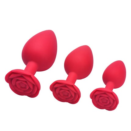 Rose Flower Silicone Anal Beads Butt Plug Set Small Medium Large Anal Plug Jewelry Anal Trainer Dildo Anus Sex Toy Men Women Gay