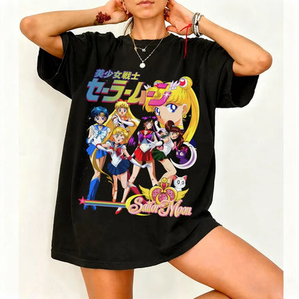 Sailor Moon Retro 90s Anime Graphic T Shirt Summer Cotton Men Women Tee Streetwear Casual Trend Short Sleeve Couple Hip Hop Top