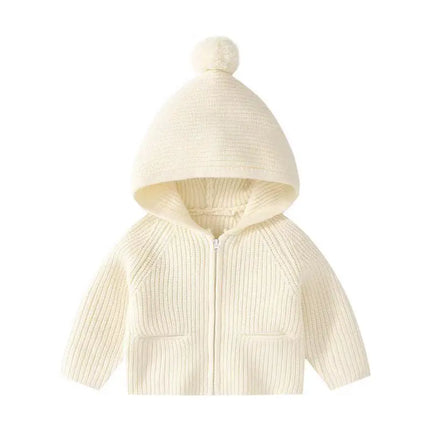 1-5Years Toddler Baby Hooded Sweaters for Girls and Boys Knitted Sweater Coat with Zipper Infant Cute Sweater Jacket Coat 2 3 4