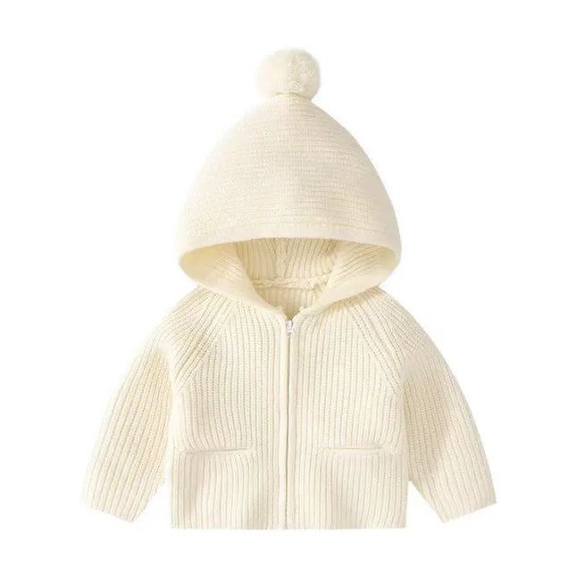 1-5 Years Toddler Baby Hooded Sweaters for Girls and Boys Knitted Sweater Coat with Zipper Infant Cute Sweater Jacket Coat 2 3 4