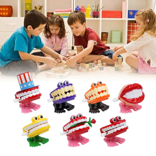 Jumping Teeth Gift Novelty Clock Toy Fun Christmas Halloween Children's Clockwork Toy Plastic Jumping Teeth Dental Dentist Gift