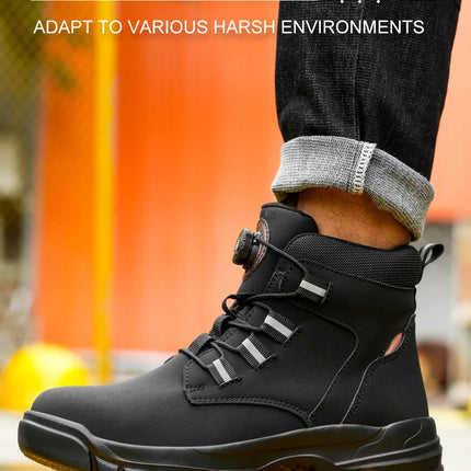 Waterproof Safety Boots Men Indestructible Steel Toe Work Boots Anti-smash Stab-resistant Safety Shoes Biker Botas Para Hombre