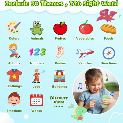 2-in-1 Reusable Talking Handwriting Flash Cards Learning Toy with 336 Sight Words for Toddlers, Therapy, Tracing,Montessori gift