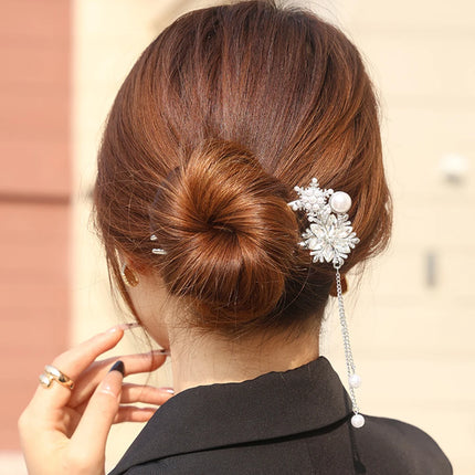 New Metal Hairpins Luxury  Women Hair Clip Pins Red Flower Hair Stick Hairstyle Design Tool Hair Accessories Gifts
