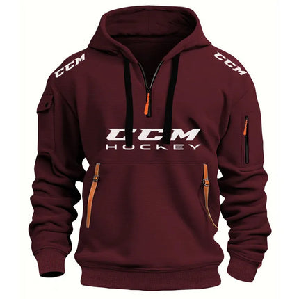 New Multi Pocket Zipper Fleece HOCKEY Sprots Hooded Casual Shirt for Men and Women Plus Size Loose Pullover Fashion Sweatshirt