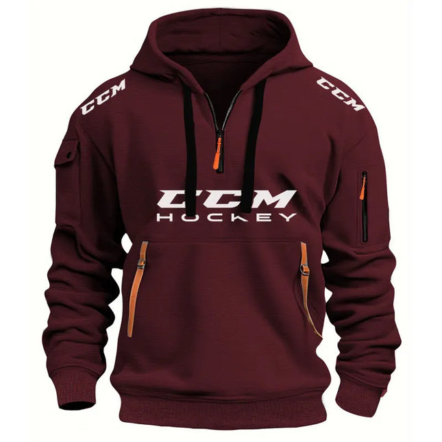 New Multi Pocket Zipper Fleece HOCKEY Sports Hooded Casual Shirt for Men and Women Plus Size Loose Pullover Fashion Sweatshirt
