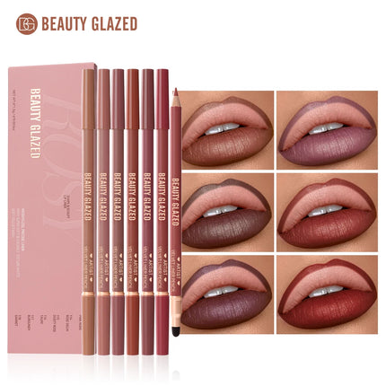 1pc Beauty Glazed Artist Velvet Lipliner Pencil With Sponge brush,Weightless Precise Liner with Super Soft Blendable Texture